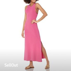 The Drop Women's 2XS Pink High Neck Side-Slit Maxi Dress NWT